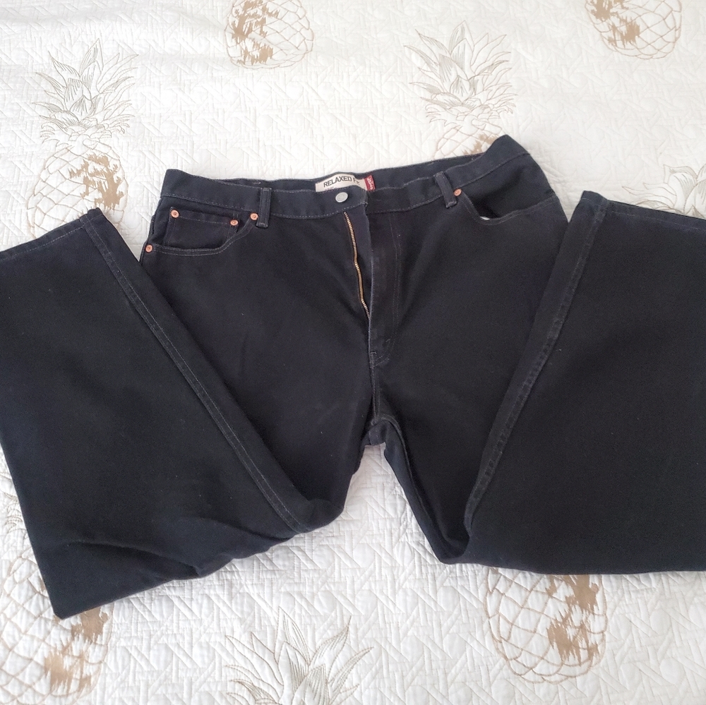 Mens Black Levi Jeans 550 W42 L30